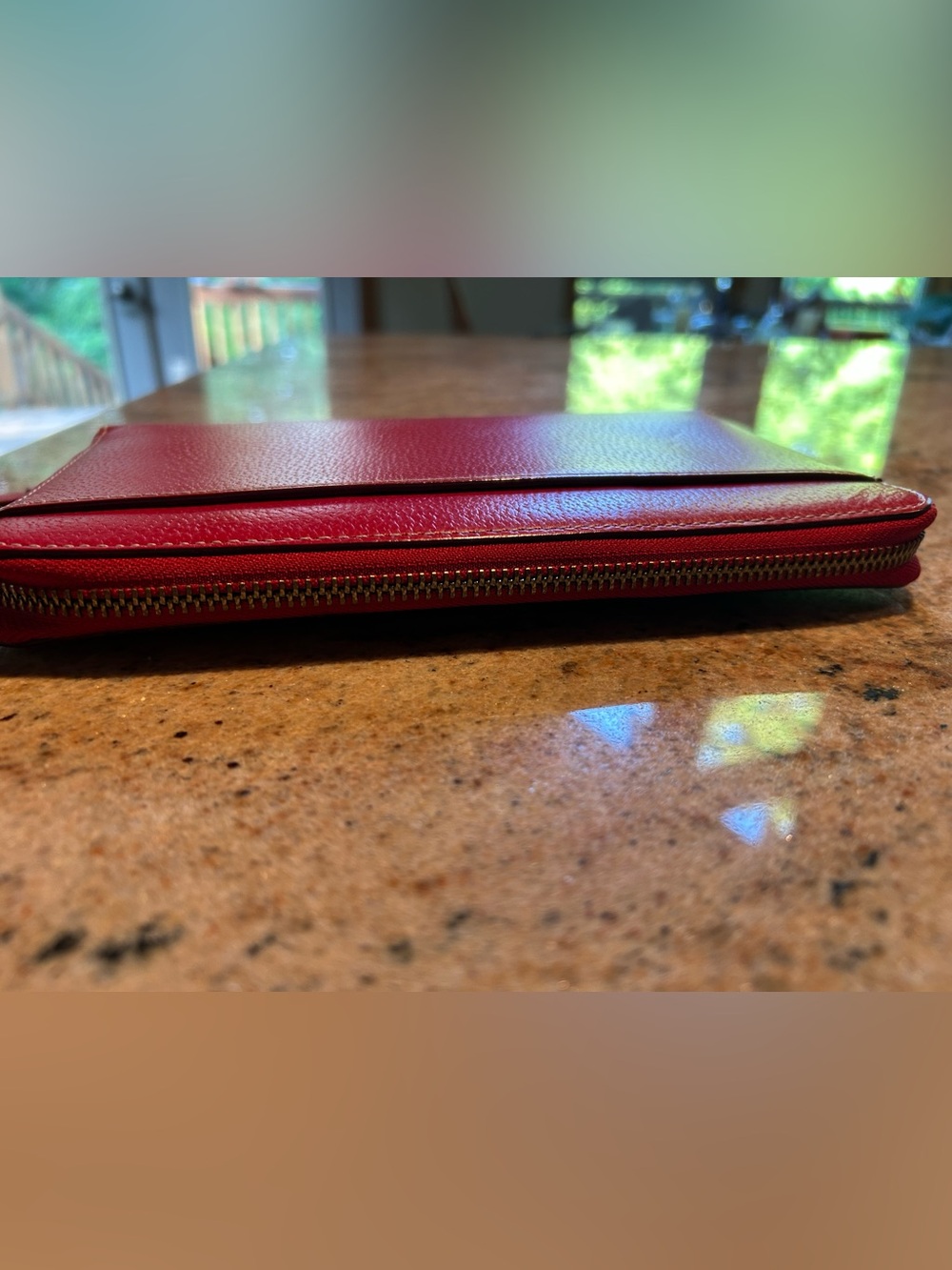 Kate Spade New York “Wellesley” Bold Red Pebbled Leather Zip Portfolio 9”x5.75” - Picture 4 of 15